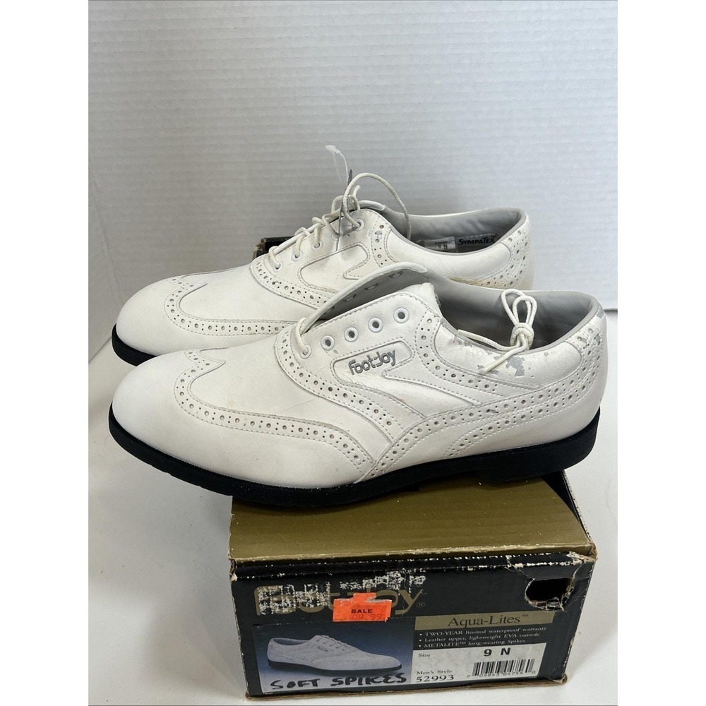 Vintage Footjoy golf shoes Aqua-Lites Men's white 9 N 52993 Display Only  *Read